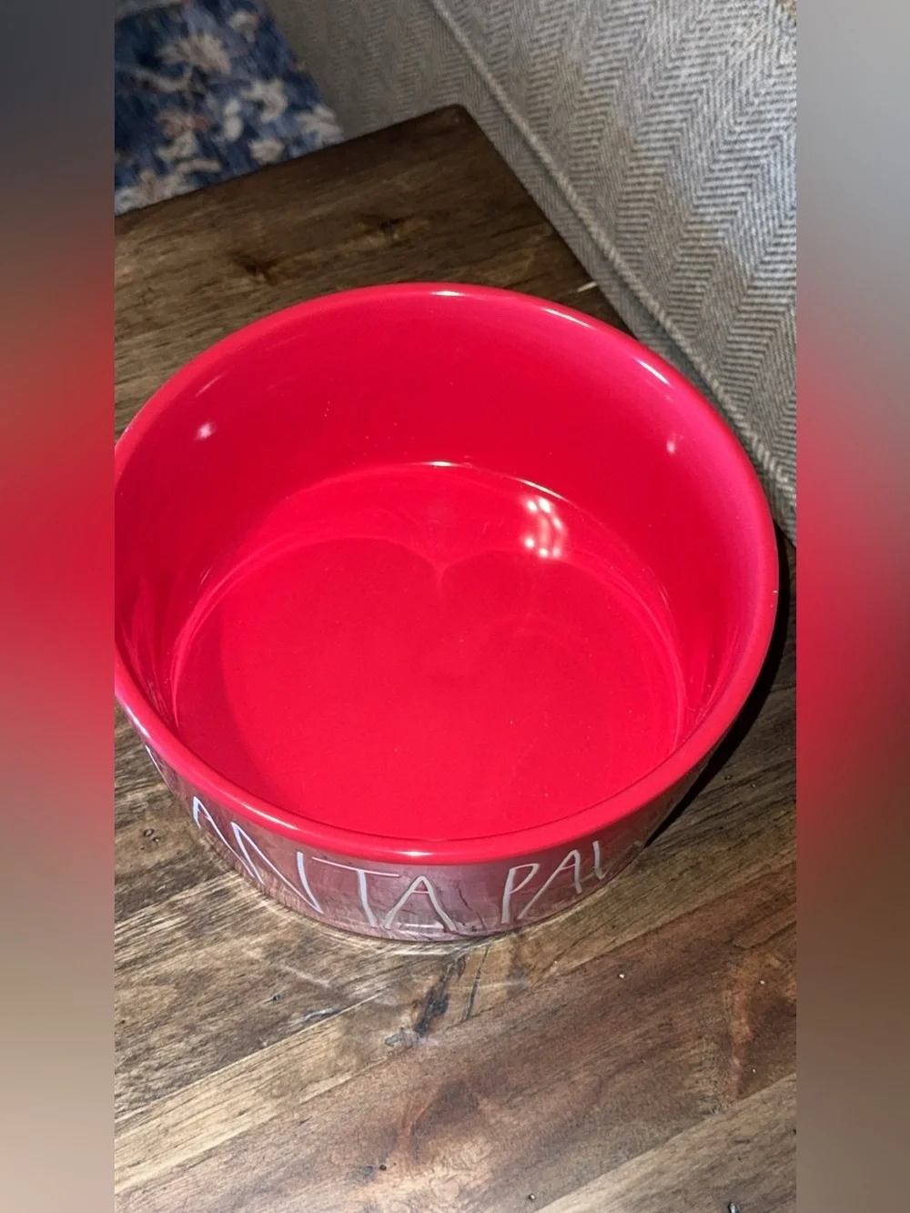 NWT RAE DUNN Christmas Holiday Red ‘Santa Paws’ Ceramic Pet Dog Large Bowl 8”